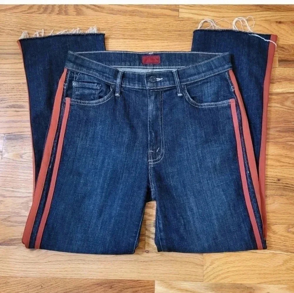 Mother The Insider Crop Step Fray in Speed Racer Raw Hem Flare Jeans(28) - Picture 3 of 16